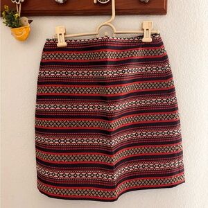 LOFT Red and Black Patterned Mini Skirt
